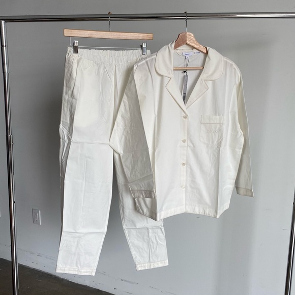 NWT Rhode White Pfd Cotton Pajama Pant and Top Set Sz X-Small - Picture 1 of 13